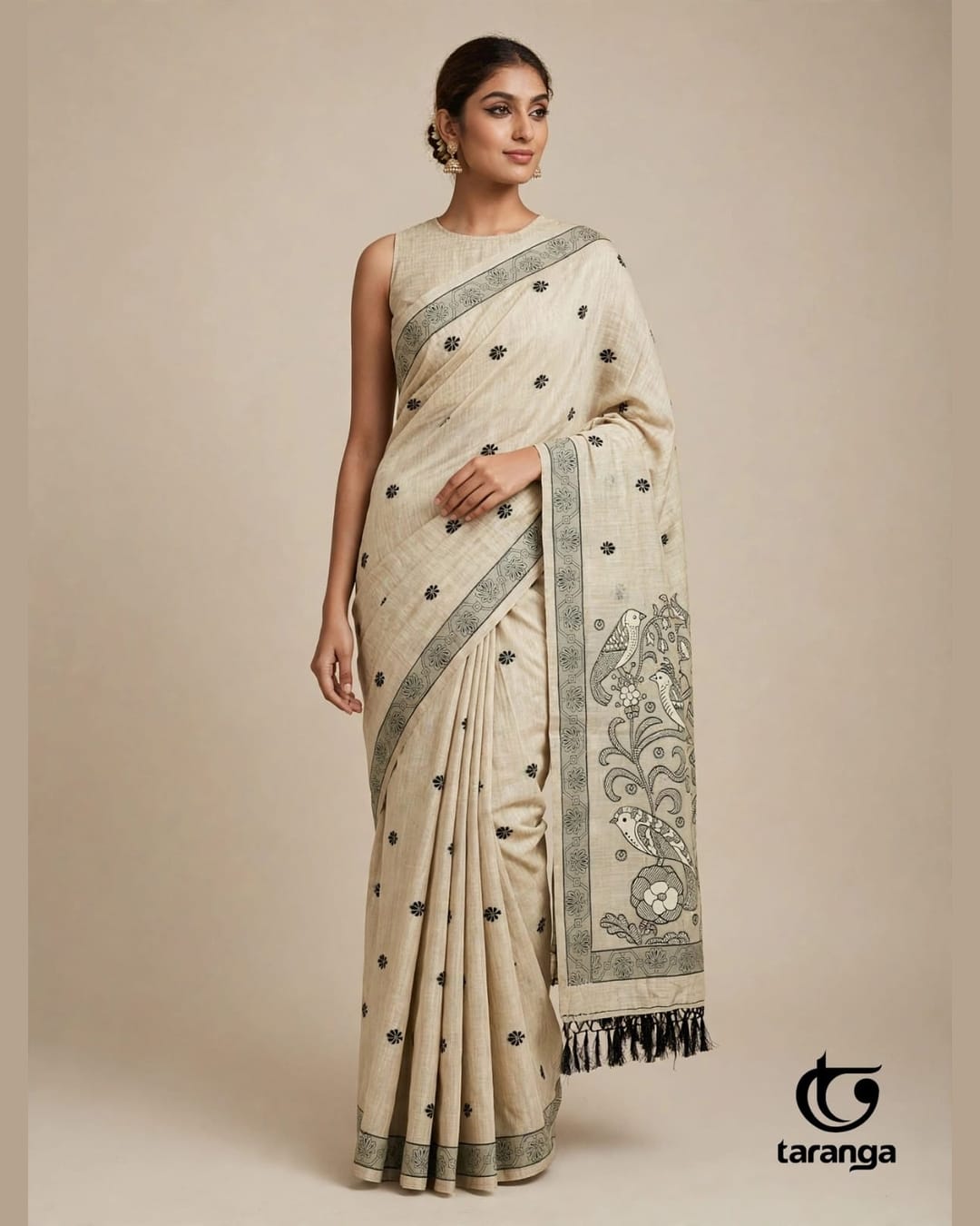 Semi Tussar X Bird Embroidery